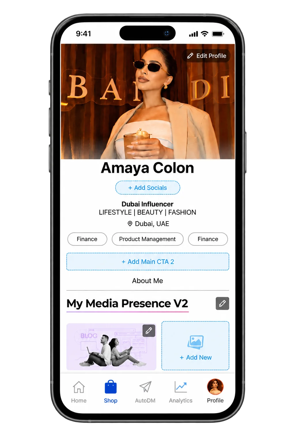 MyWall Link-in-Bio customizable creator page
